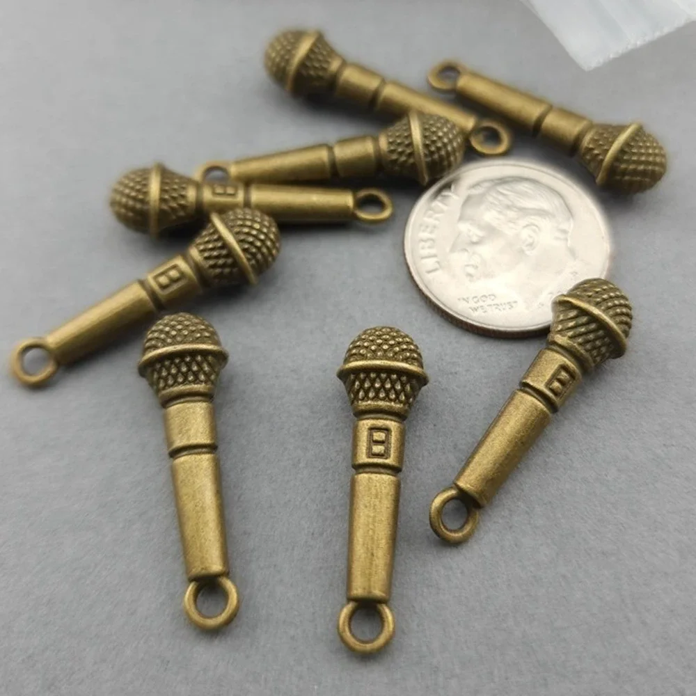 8pcs Microphone Charms bronze tone metal music‎ singer jewelry making